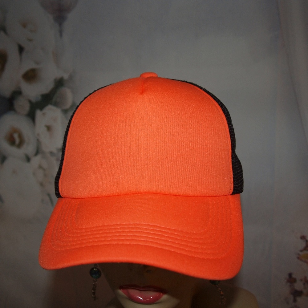 Orange Safety Hat Vintage Truckers Style Hat by Lucky 777